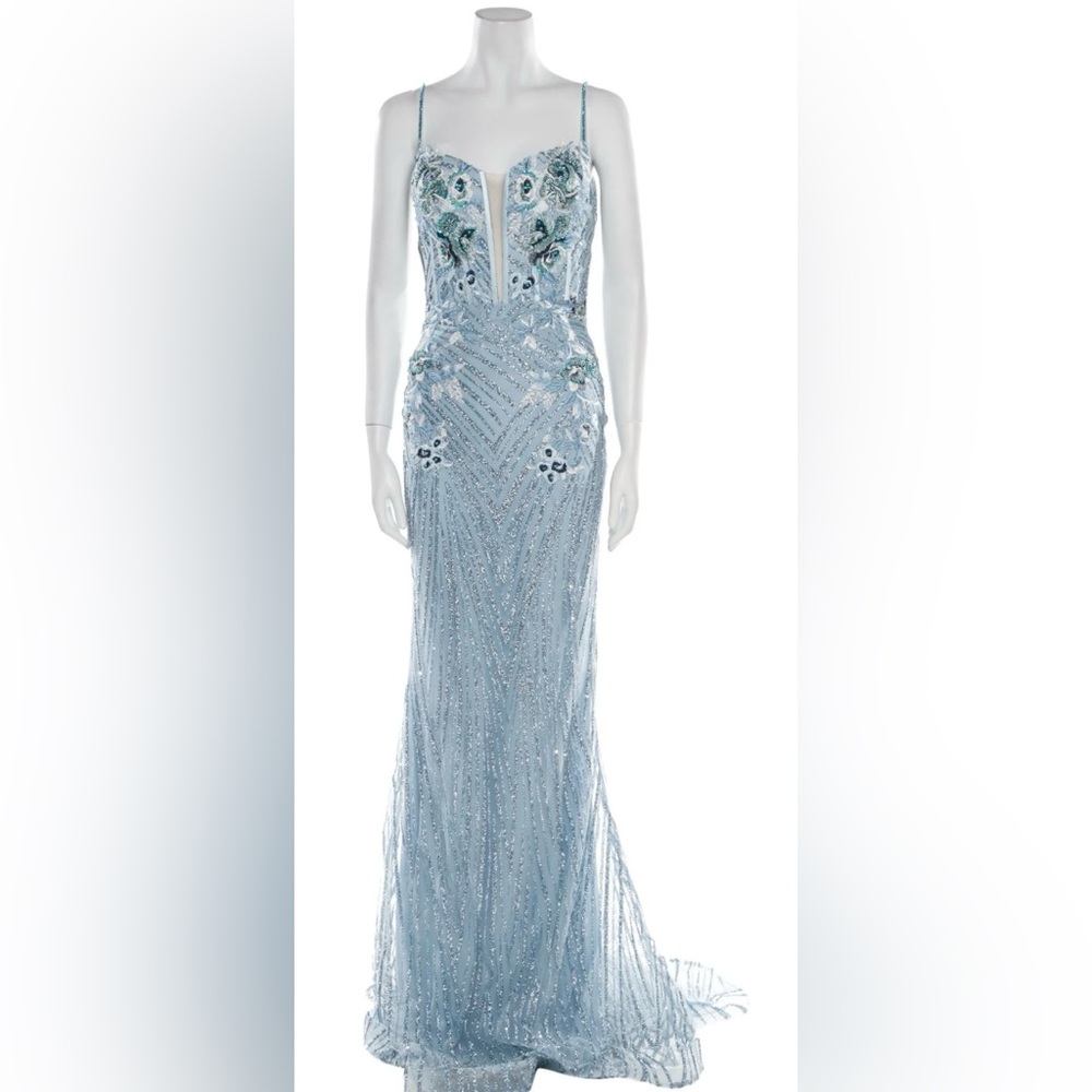Portia and Scarlett Light Blue Formal Floor Length Maxi Dress